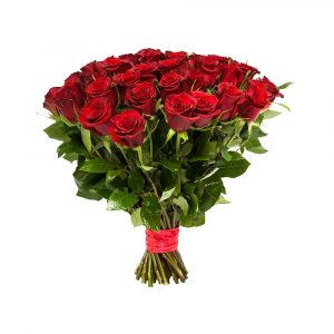 Букет из 25 бордовых роз 70 см — 25 голландских роз
