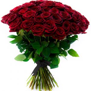 Букет из 101 бордовой розы 70 см — 101 голландская роза