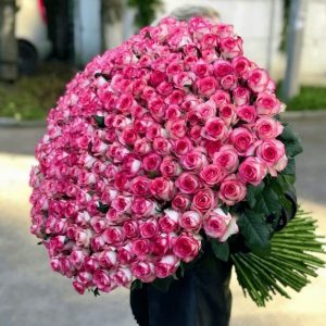 Букет из 201 светло-розовой розы — 200 роз