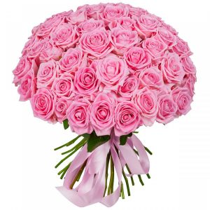 Букет из 75 розовых роз 80 см — Розы