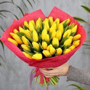 Букет из 51 желтого тюльпана — Тюльпаны