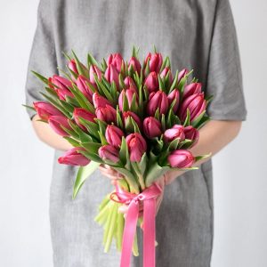 Букет из 19 розовых тюльпанов — Тюльпаны