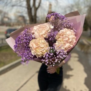 Элегантная гортензия с гипсофилой — Букеты цветов