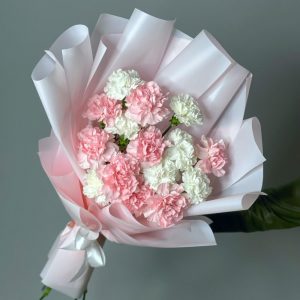 Букет из 15 бело-розовых гвоздик — Бизнес букеты