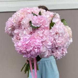 Букет из 13 розовых гортензии — Букеты цветов