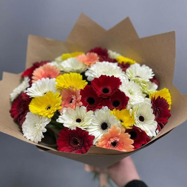 Букет из 29 гербер Микс — Букеты цветов