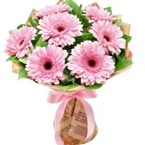 Букет из 9 розовых гербер — Букеты цветов