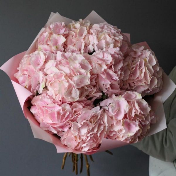 Букет из 9 розовых гортензий — Букеты цветов
