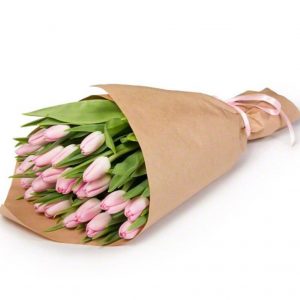 Букет из 15 нежно-розовых тюльпанов — Тюльпаны