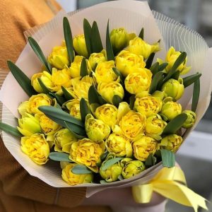 35 желтых пионовидных тюльпанов — Тюльпаны