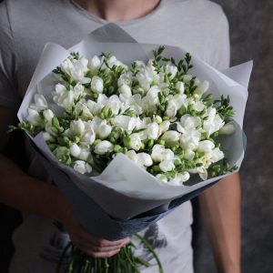 Букет из 25 белых фрезий — Букеты цветов
