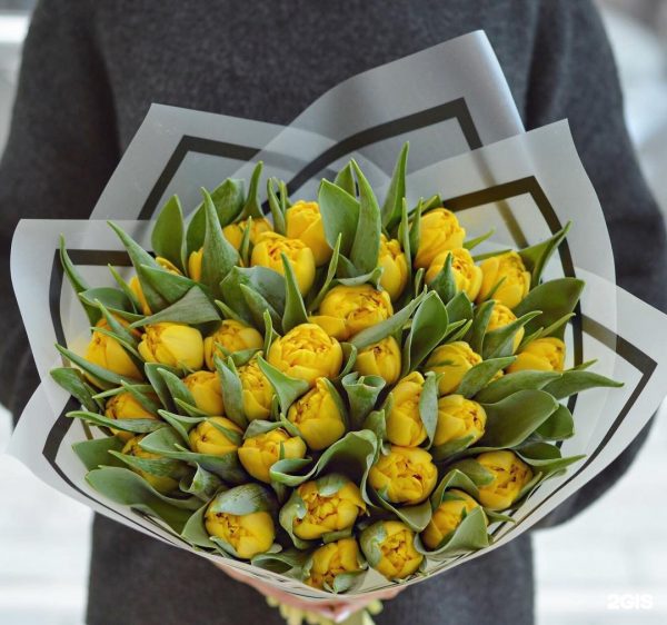 49 желтых пионовидных тюльпанов — Тюльпаны