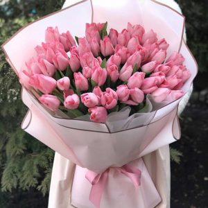 Букет из 101 розового тюльпана — Тюльпаны