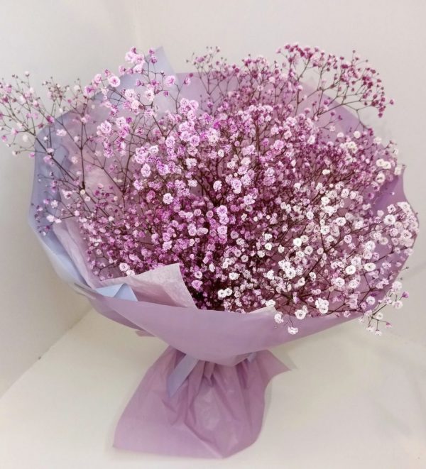 Букет из 9 розовых гипсофил в упаковке — Букеты цветов