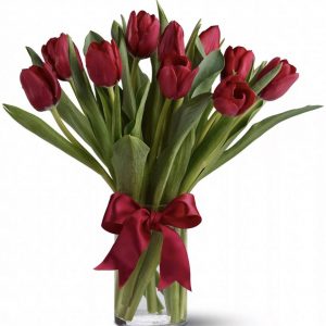 Букет из 15 бордовых тюльпанов — Тюльпаны
