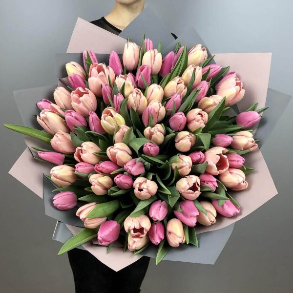 Букет из 101 нежного тюльпана — Тюльпаны