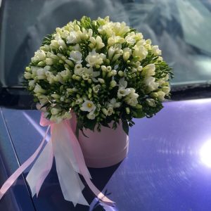 Букет из 101 белой фрезии в коробке — Букеты цветов