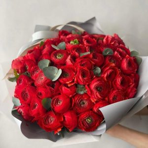 Букет из 39 красных ранункулюсов — Букеты цветов