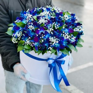 101 синяя орхидея в коробке — Букеты цветов