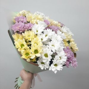 Букет из 15 нежных хризантем — Букеты цветов