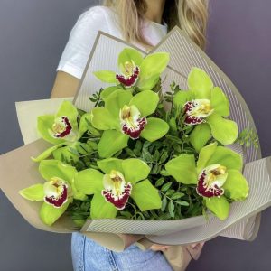 Букет из 7 зеленых орхидей — Букеты цветов