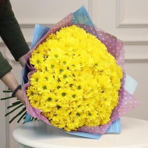 Букет из 25 желтых хризантем — Букеты цветов
