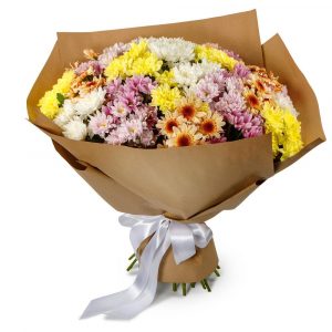25 нежных кустовых хризантем — Букеты цветов