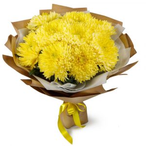 Букет из 9 желтых хризантем — Букеты цветов