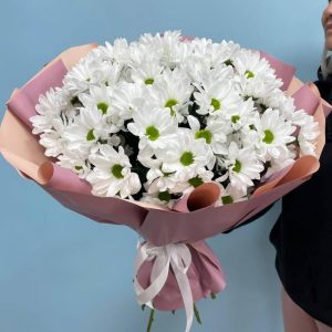 Букет белоснежных хризантем — Букеты цветов