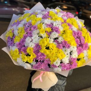 Большой букет из 101 хризантемы — Букеты цветов
