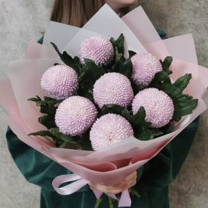 Букет из 7 одноголовых хризантем Момоко — Букеты цветов