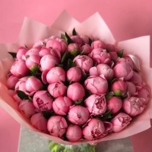 Охапка из 45 розовых пионов Салмон — Пионы