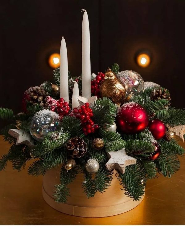 Рождественская композиция со свечами "Сан-Тропе"